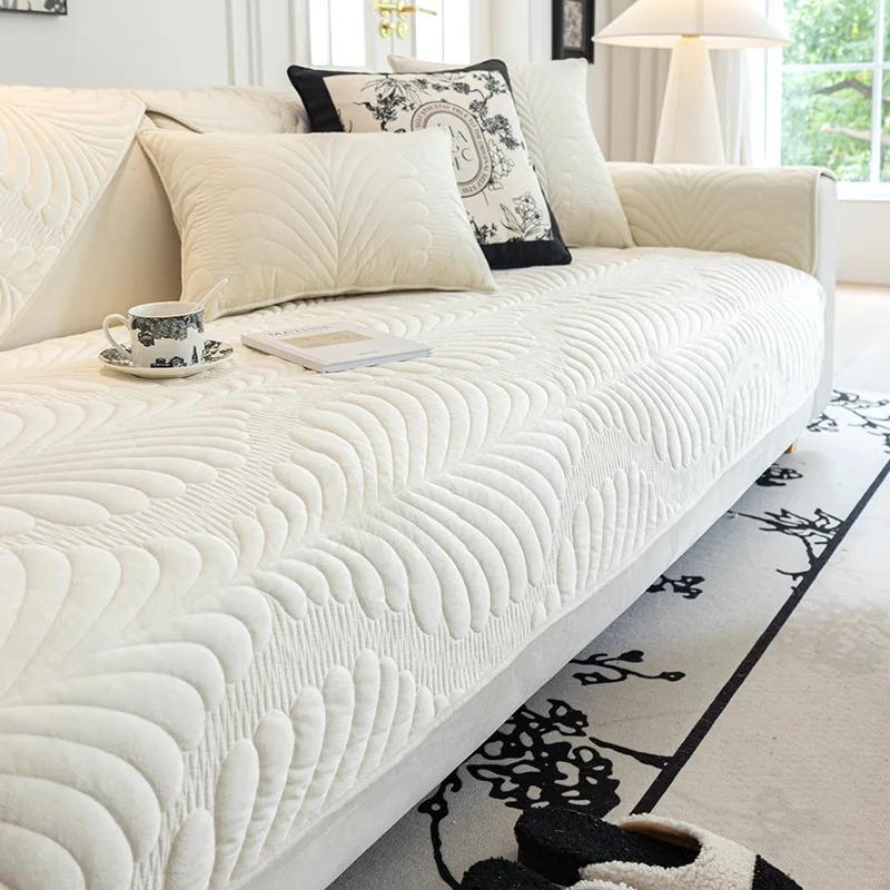 Nordic Crystal Velvet Sofa Cushion Four All Seasons Universal And New Product Sofa Cushion Cream Texture Anti Slip Cover Towel