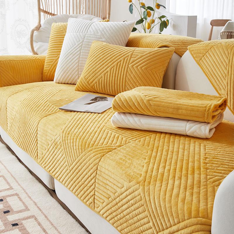 Sofföverdrag Ny Enkel Soffsitsdyna Halkfri Vinterstil Förtjockad Plysch Heltäckande Tyg Handduk