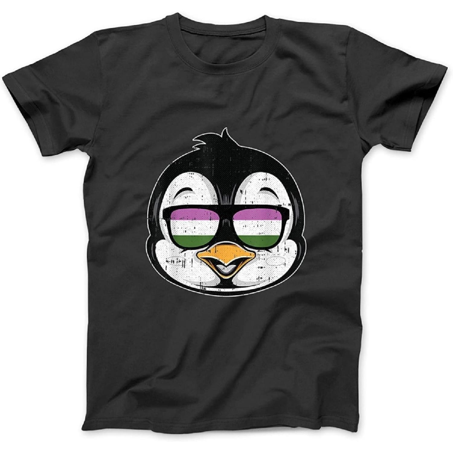 

Penguin Sunglasses Gender-Queer Pride Animal LGBT-Q Ally T-Shirt JTN Womens Mens Hoodie Longsleeve Sweatshirt Black XXXXXL чорний