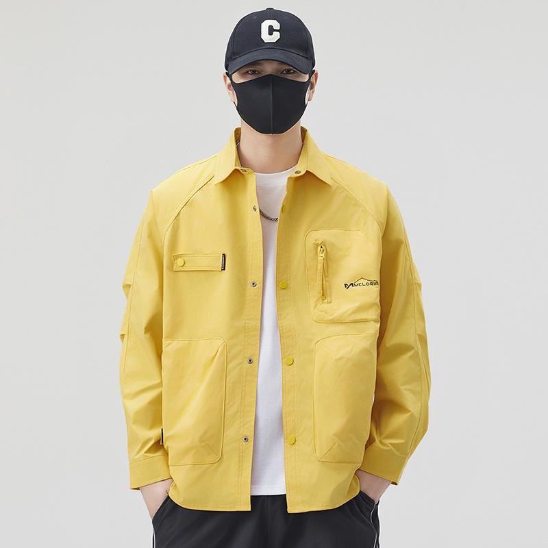 Men'S Tooling Jacket Jacket Men'S Spring New Trend Fashion High Sense Multi-Pocket Boys Top Trend