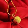 Christmas Eve Gift: Euro Coin Apple Pendant Necklace in Frosted Solid Finish, Vietnamese Sand Gold Plating