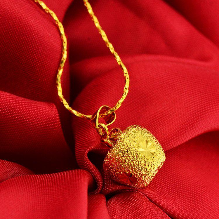 Christmas Eve Gift: Euro Coin Apple Pendant Necklace in Frosted Solid Finish, Vietnamese Sand Gold Plating