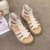 Women's Summer New High Top Hollow Out Thick Sole Sandals Open Toe Flat Sole Zippers Modern Sandals Outdoor Beach Sandals