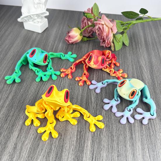 3D Printed Frog Refrigerator Magnet Movable Joints Frog Fidget Toy Articulated Animal
