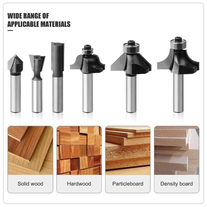 15pcs 8mm Shank Wood Cutting Mills Router Bit Set Trimming Straight Milling Cutter for Woodworking Wood Bits