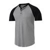Herren Casual Sports Kurzarm T-Shirt Raglanärmel Wafer Grid Henley Herren Henry Shirt