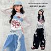 Kids' Street Dance Trendy Outfits: Color Block Hip Hop Tops & Denim Work Pants for Girls & Boys