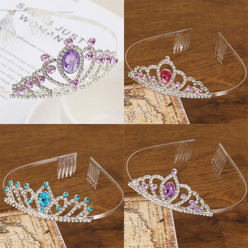 Silver Child's Diamond Headband Comb Tiara for Crown Dance Performance