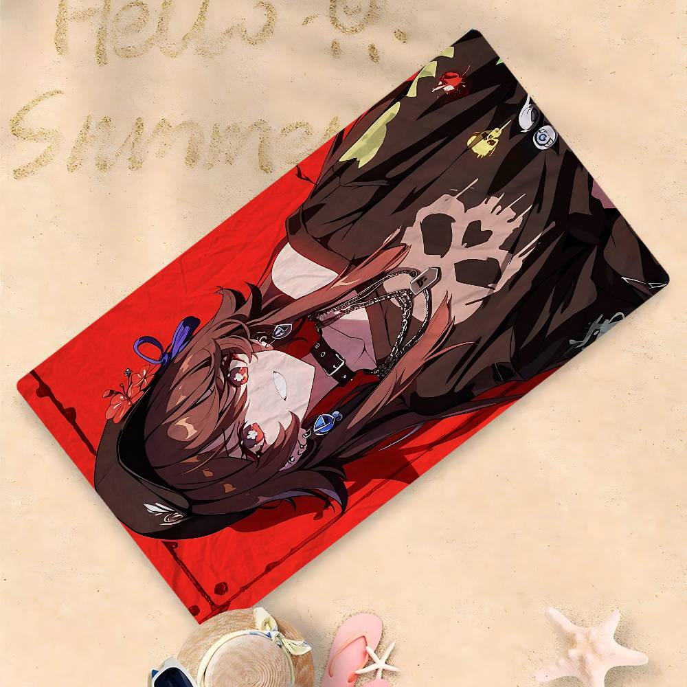 Hu Tao Genshin Impact Asciugamano da Spiaggia Cartoon Carino Kawaii Decorazione Stanza Bagno Ragazze Bambini Asciugamani per le Mani per Bagno Doccia