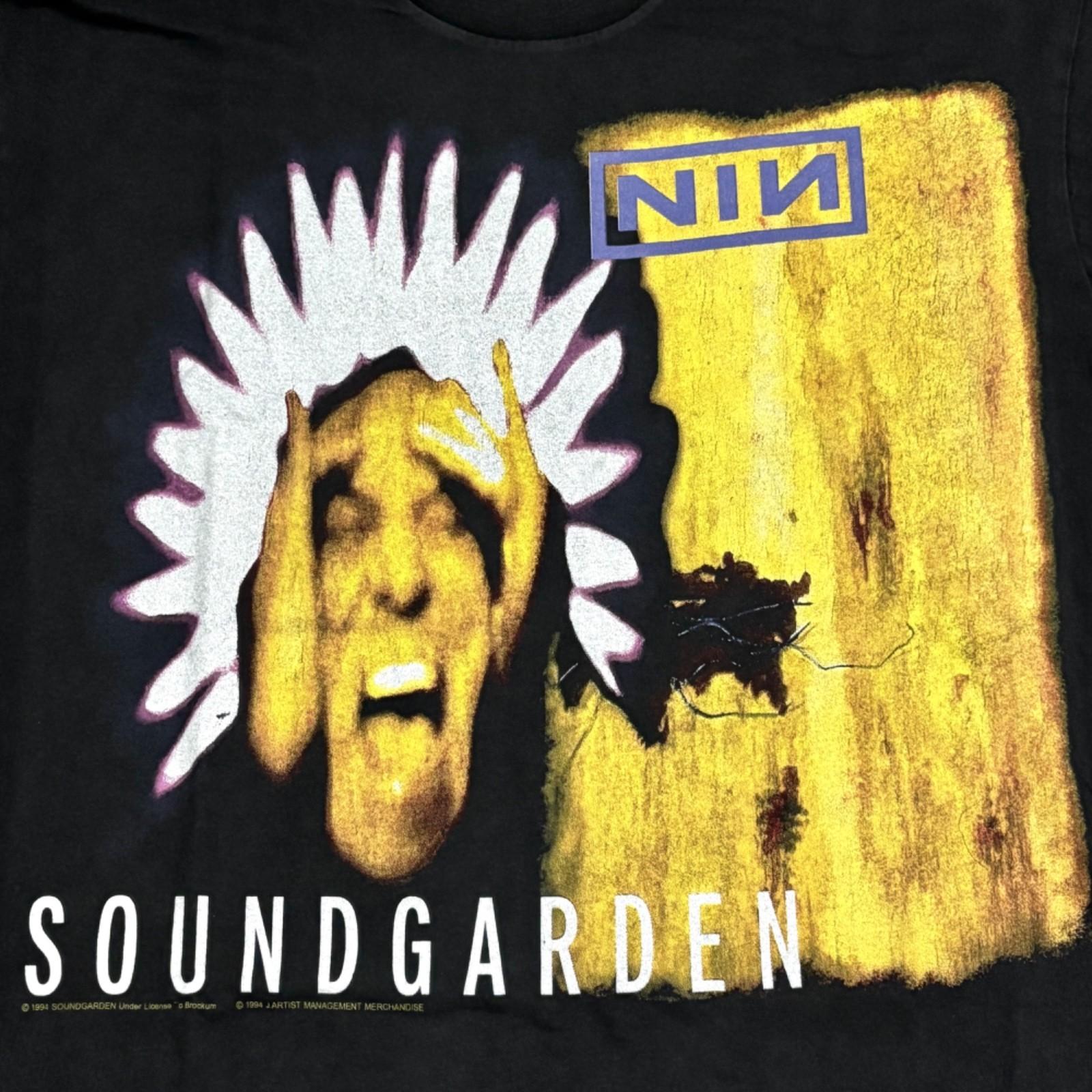 Vintage Soundgarden Nine Inch Nails NIN 90s Band Concert Size L T-Shirt REPRINT S