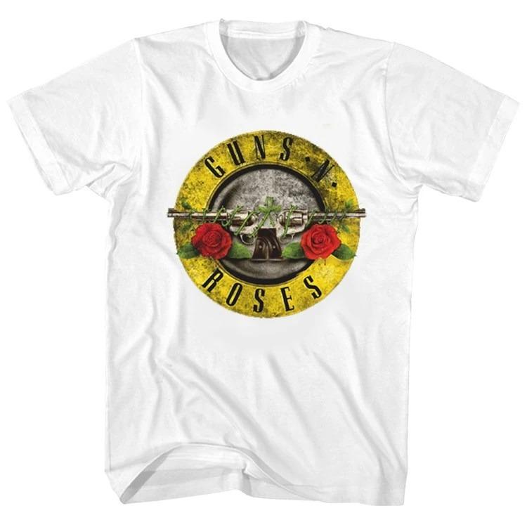 2026 Summer Fashion Trendy Tee Pistol Rose Pattern Guns N 'Roses Rock Guns and Roses Band Casual T-Shirt Men's and Women's Band Brand Top