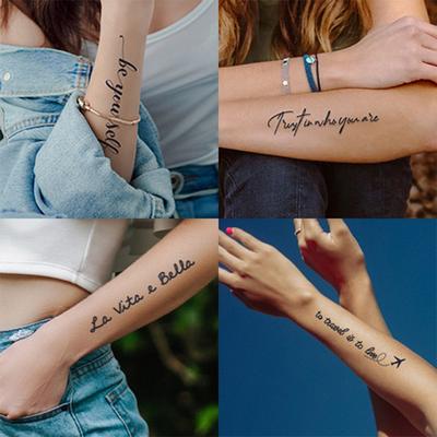 Einzigartiger Punkt Schriftzug Wasserspiel Wasserbalsam wasserfest echt unsichtbar Tattoo Sticker T-36, 1 Stück