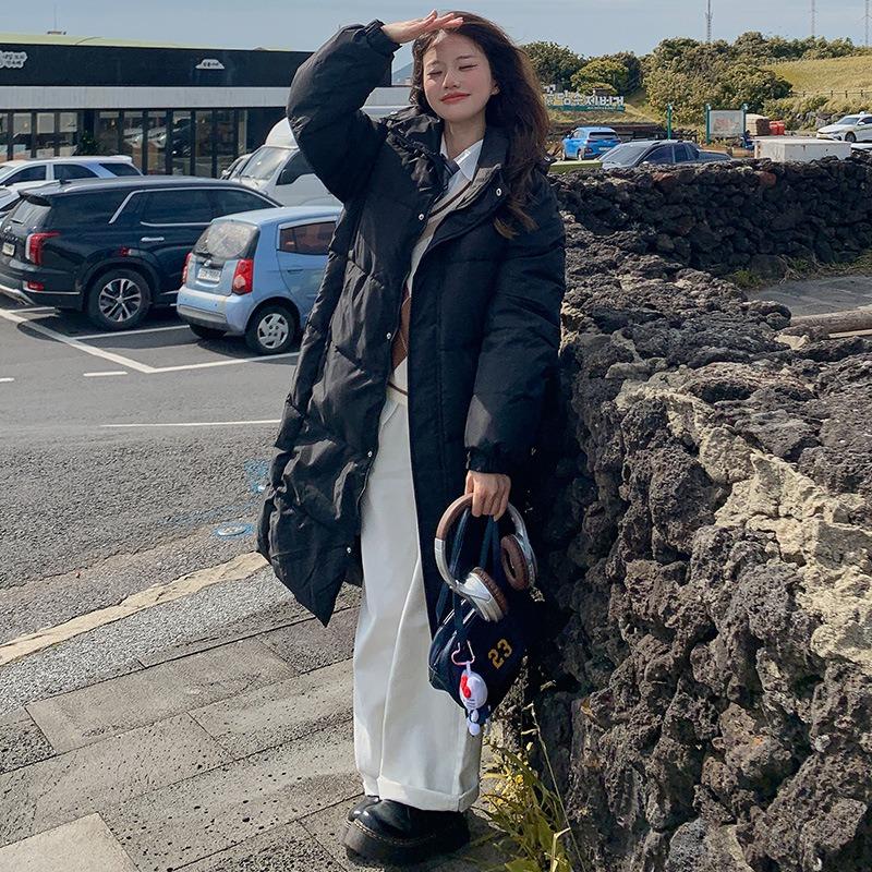 Long over the knee winter new cotton-padded clothes women's loose down cotton-padded clothes women's thickened cotton-padded jacket