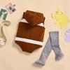 Baby Romper Set Creative Rugby Appearance Oblique Zipper Hooded Sleeveless Jumpsuit + Stockings