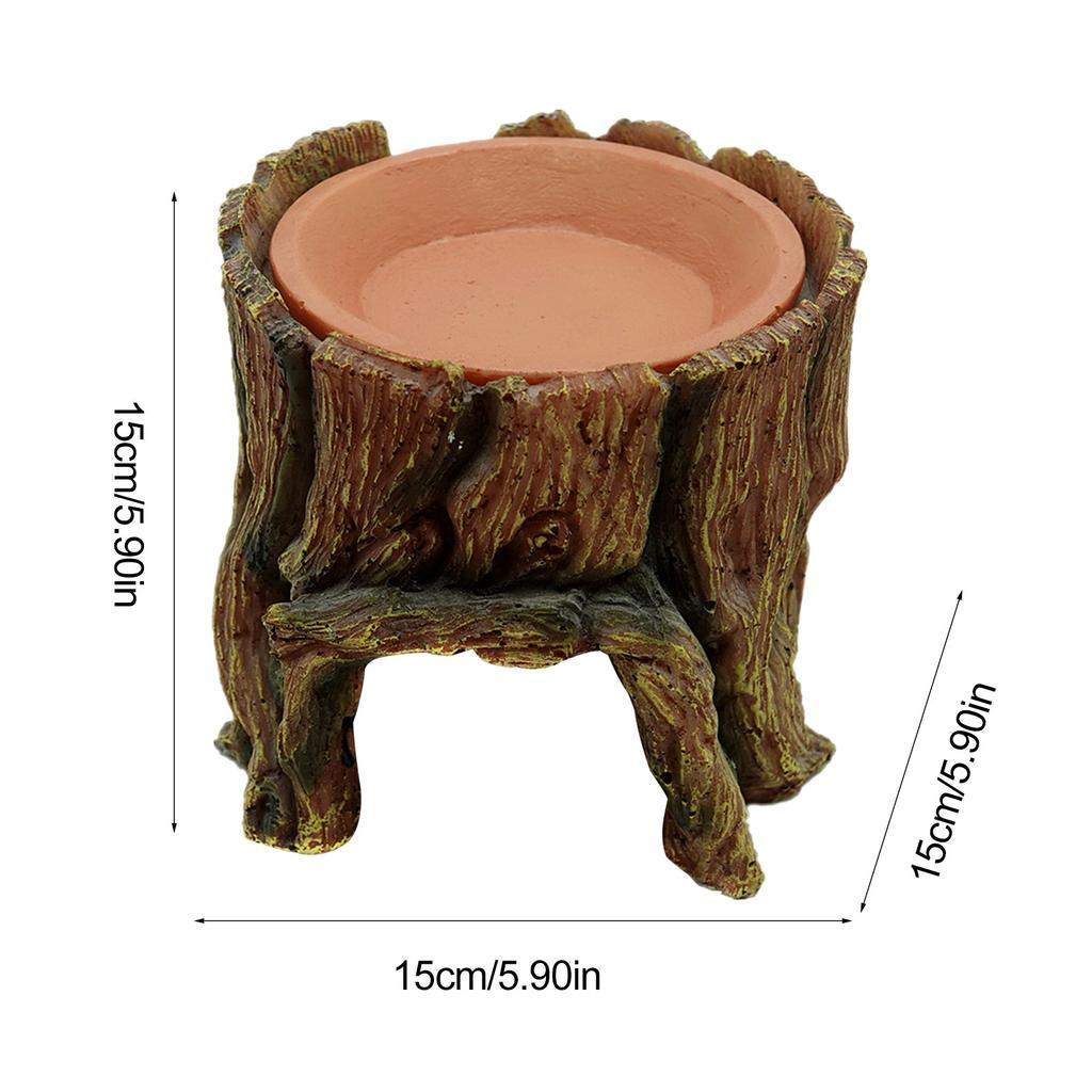 Reptiles Cave Feeder Stump Shaped Terrariums Ornaments Food Dish for Turtles Water Feeding Tray Gecko Cave