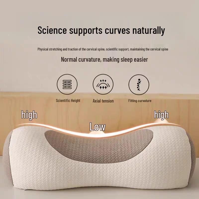 Buckwheat Neck Support Pillow - Cylindrical, Firm, for Adult Sleep and Neck Protection.