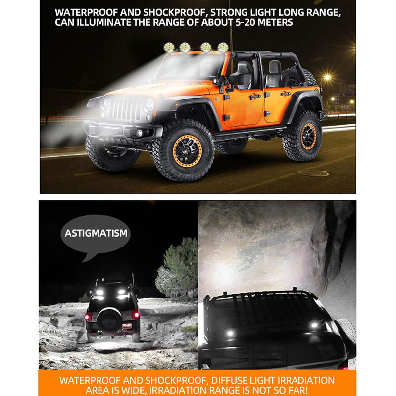 1pcs 48W Car LED Bar Worklight MINI 16SMD Round Square Work Light 12V Auto Light Fog Lamp off Road for ATV SUV Spotlight