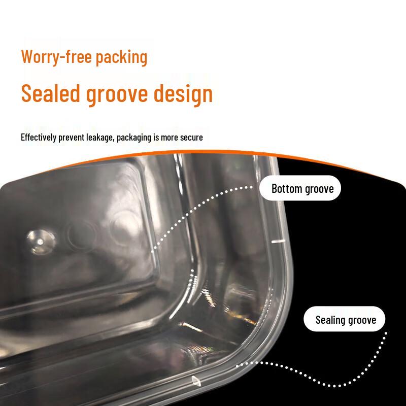 WS Disposable Food Grade 750ml Two-Compartment Meal Boxes