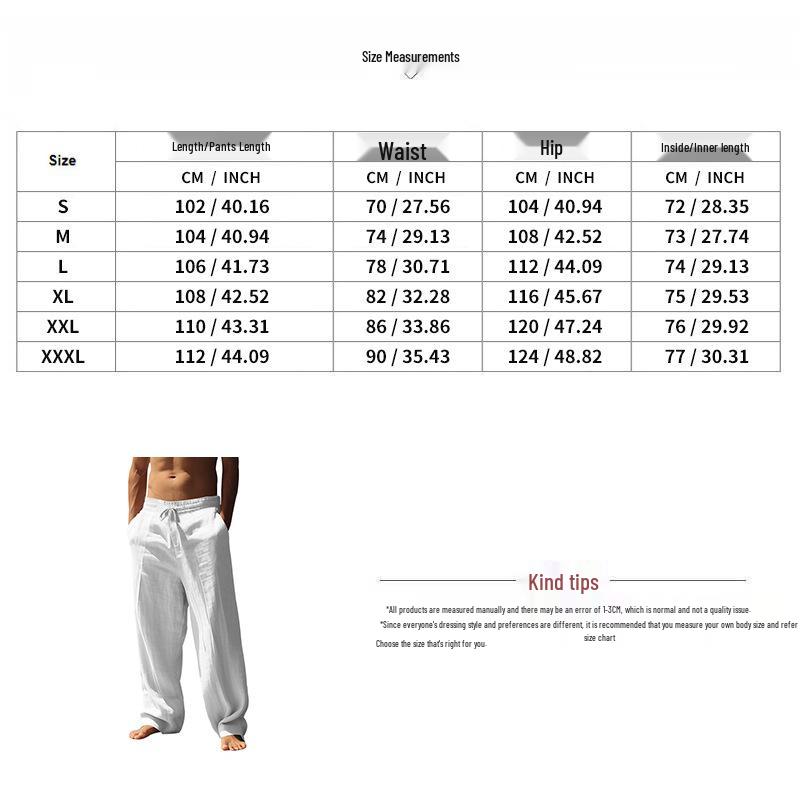 Men's Summer Breathable Cotton and Linen Straight-Leg Pants - Loose Casual Sportswear