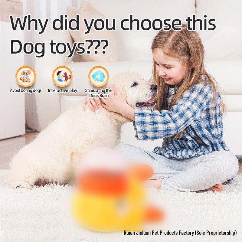 Interactive Yellow Duck Pet Feeder & Toy for Cats and Dogs
