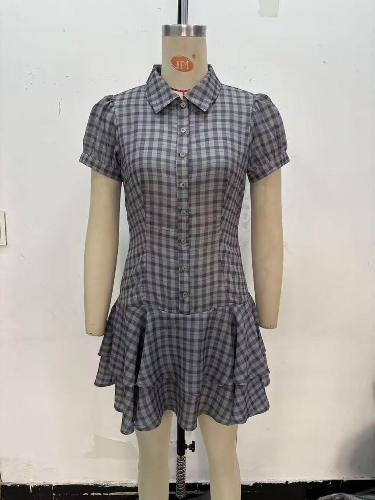 2025 Herbst/Winter Damen kariertes Lagenkleid - Akademischer Stil