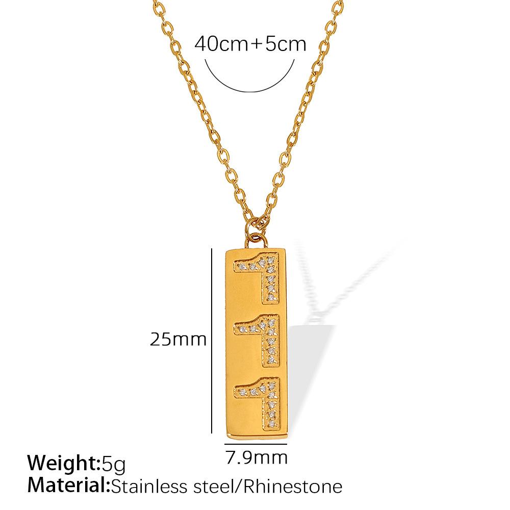 European and American digital pendant with diamond necklace women's jewelry titanium steel plated 18k versatile simple collarbone