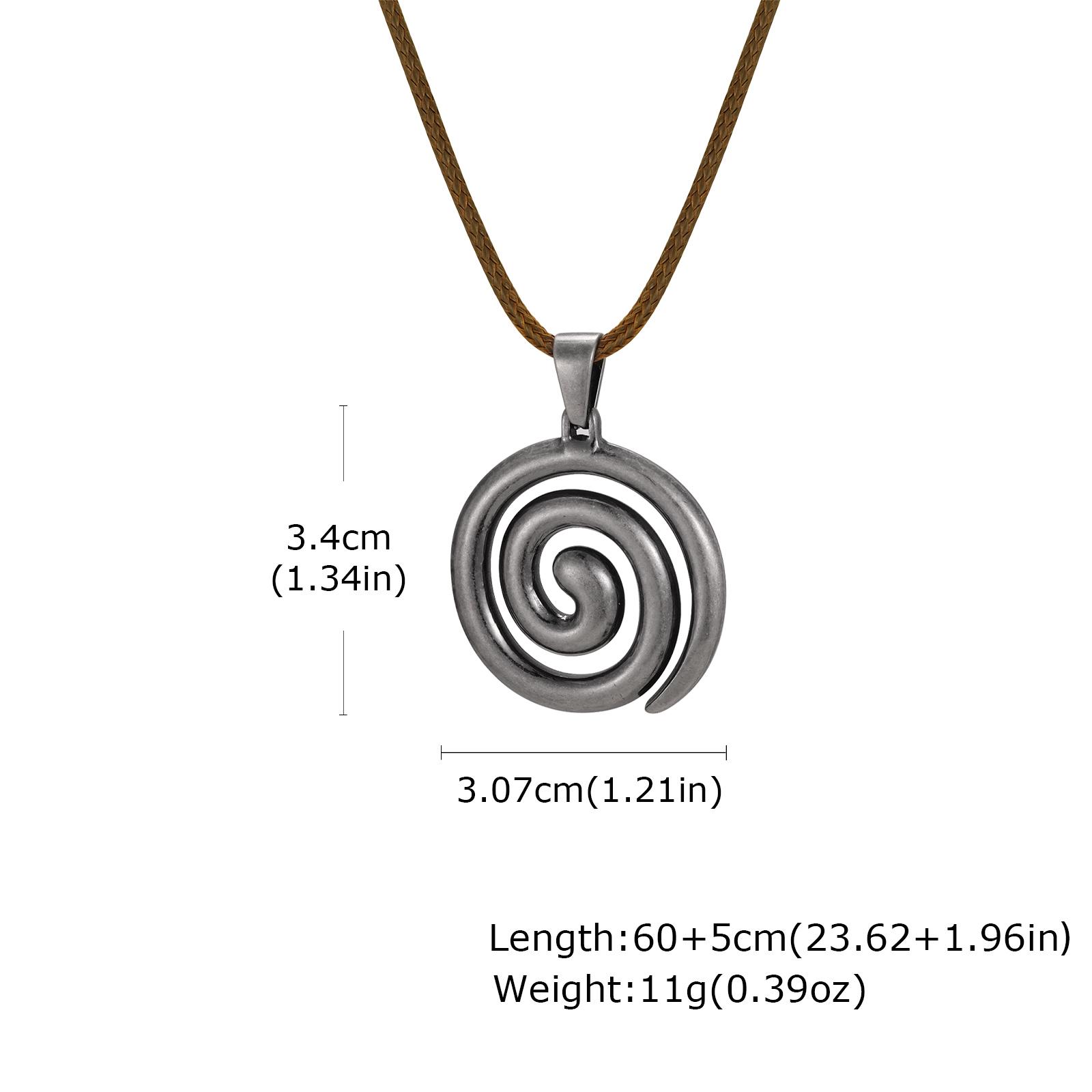 

Stylish Vintage Stainless Steel Geometric Spiral Vortex Pendant Necklace for Men Waxed Rope Necklace Fashion Hip Hop Jewelry
