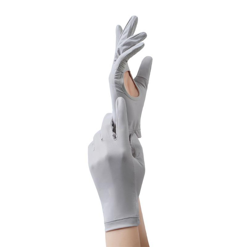 Ice Silk Gloves Women's Summer Short Light and Thin Outdoor Windproof and Non-slip Opening Breathable Driving Cycling Sunscreen Gloves