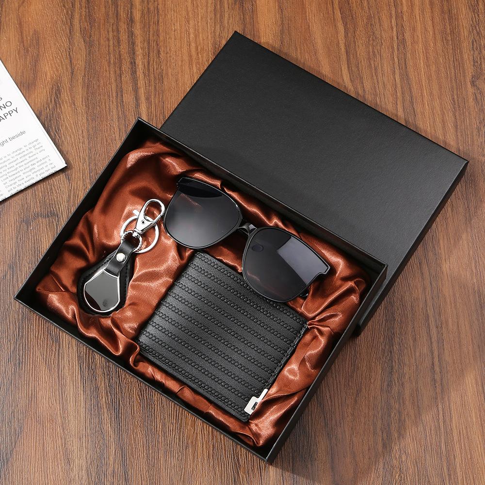 Set de Regalo para Hombre, Cartera + Reloj + Caja para Cinturón, Regalo de San Valentín Día del Padre para Novio Amigo