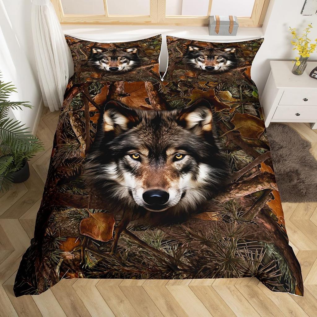 Wolf Bedding Sets Twin Queen King Size Wild Animal Theme Duvet Cover Set For Kids Teens Adults Room Decor 2 Pillowcases No Quilt