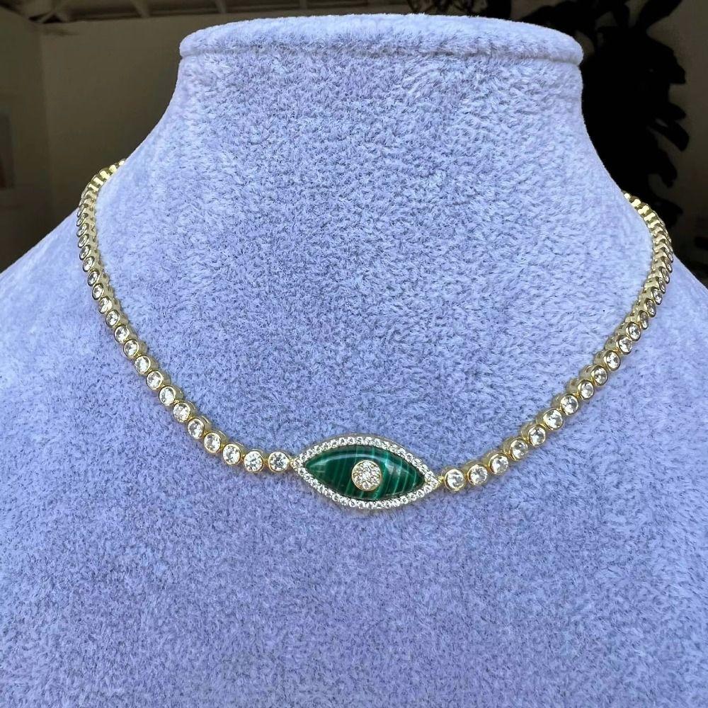 Electroplated Devil's Eye Necklace 18K True Gold Opal Zircon Necklace  Jewelry Gift