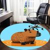 1PC Capybara Water Office Round Area Rug, Mat Suitable For Office, Under Office Chairs Bedroom Living Room Home Decor, Room Deco