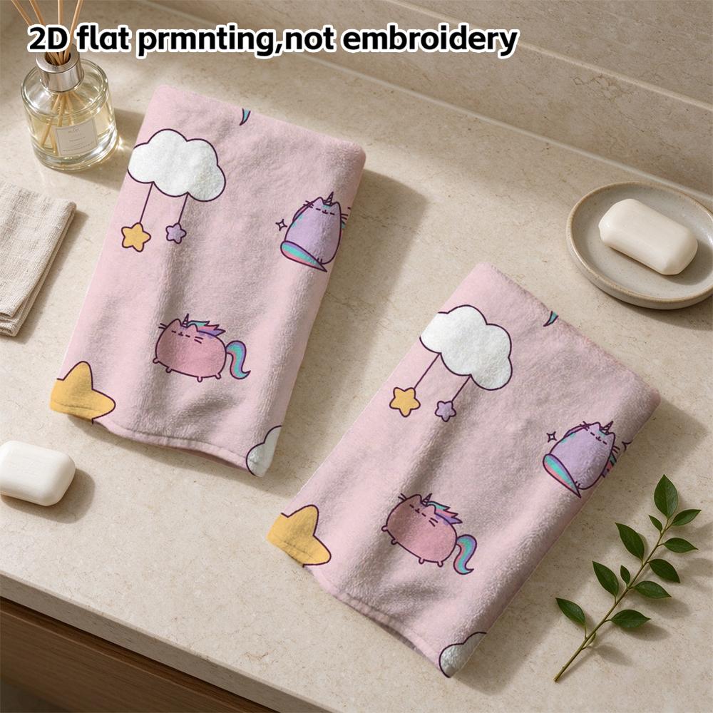 Unicorn Cat Pattern Bath Towel, Cute Absorbent Daily Use Towel