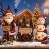3Pcs Vintage Style Wooden Christmas Ornaments Rustic Style Christmas Figurines  Home Decor