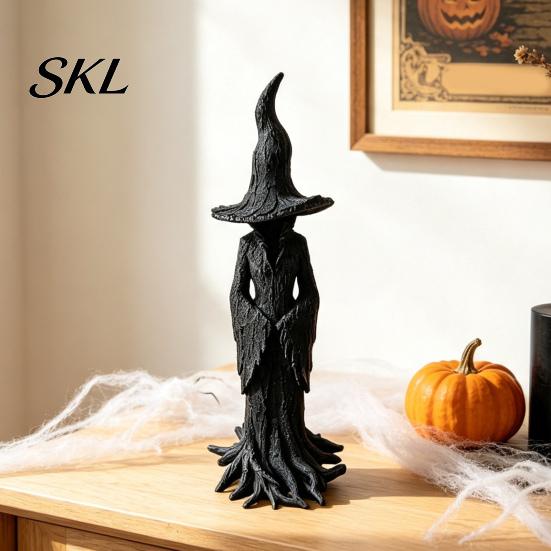 Occult Home Accessories for Room Halloween Witch Statue, Resin Gothic Tree Figurine, Vintage Spooky Table Centerpiece Dark Fantasy Ornament Tabletop,