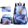 Prestonplayz Bedruckter Sternenhimmel Rucksack Lässige Schülertasche Kleine Umhängetasche Federmäppchen Dreiteiliges Set