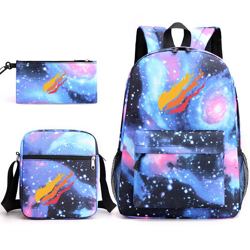 Prestonplayz Bedrukte Sterrenhemel Rugzak Casual Student Schooltas Kleine Schoudertas Etui Drie Delige Set one size