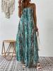 Spring Summer Women Fashion European American Style Printed Suspender Dress