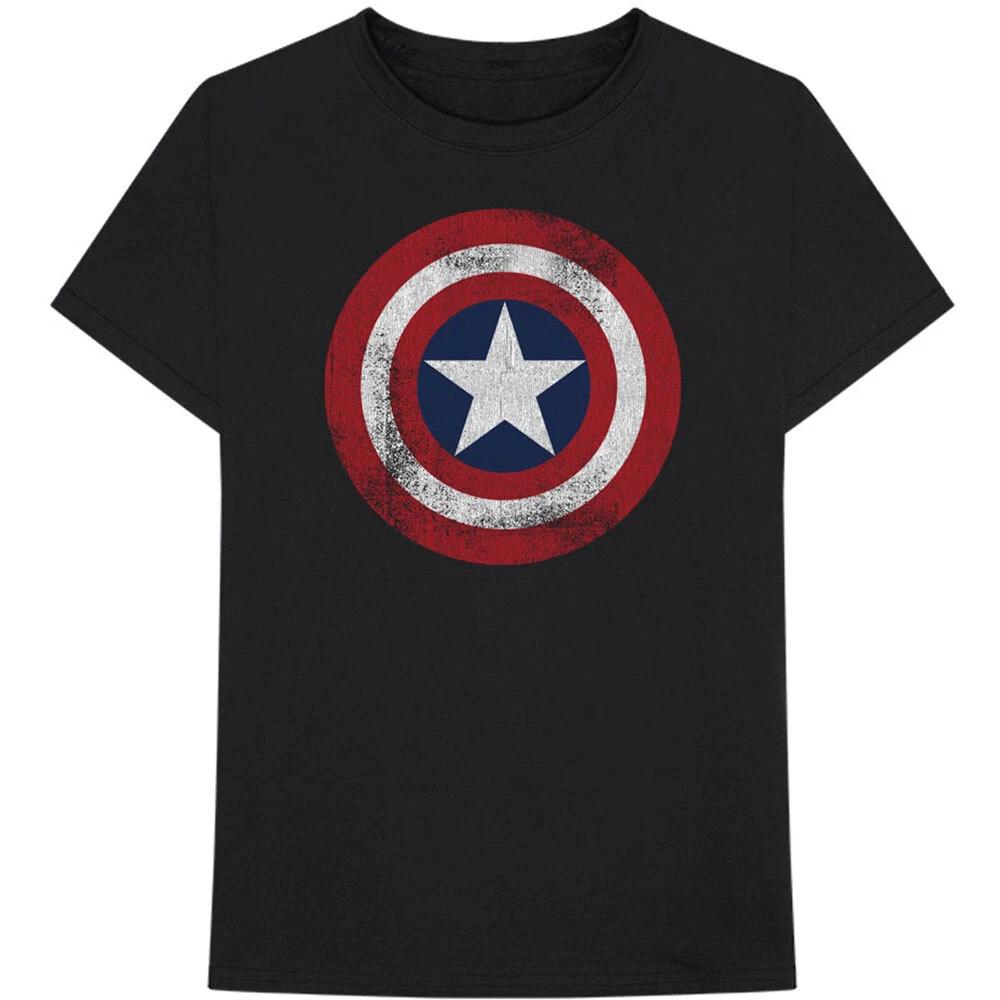 Comics Unisex Tshirt Captain America Distressed Shield S