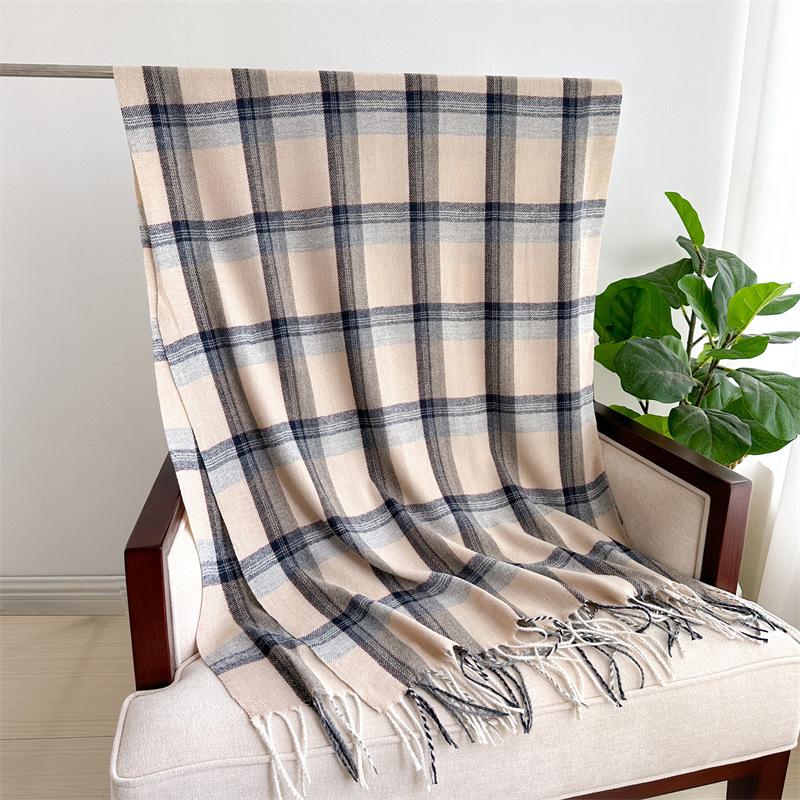 Korean Imitation Cashmere Grid Scarf Men Women Autumn Winter Fashion Warm Scarves Tassel Shawl Thickening Long Scarf Tassel Warp