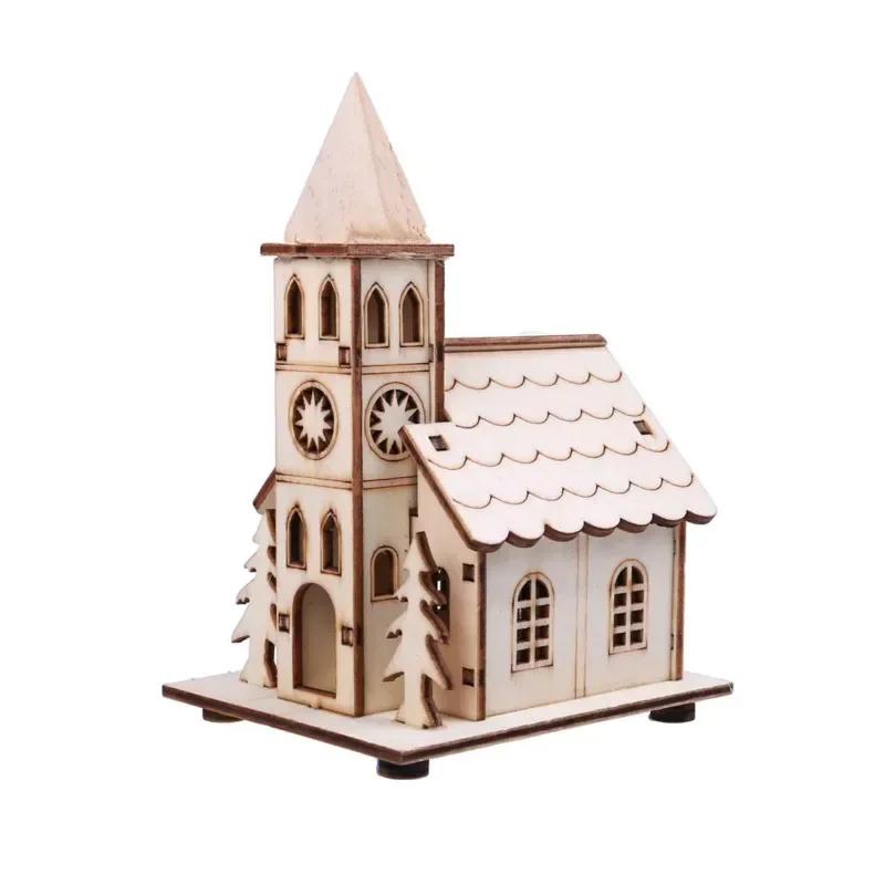 Festival Led Licht Holz Haus Weihnachtsbaum Dekorationen für Home Dekoration Holz Haus DIY Geschenk Fenster Dekoration