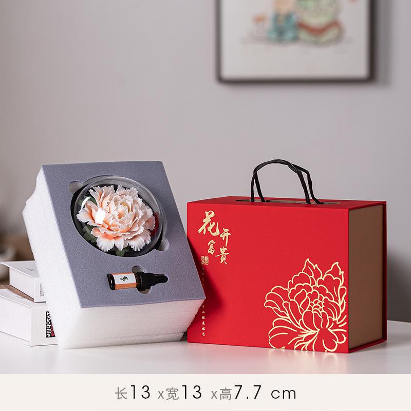 Керамическая Ручная Лепка Пион Фарфоровый Цветок Лотоса Распылитель Аромата Автомобиль Дом Офис Чайный Столик Гостиная Декор с Подарочной Коробкой