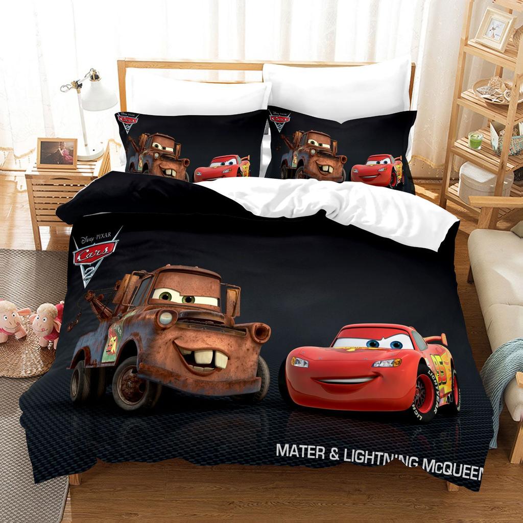3D Digital Kit, Printed Quilt Set Three-Piece Set, Cartoon Animation Car