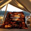1pc Autumn Leaves, Fox Print Outdoor Blanket, Lightweight Polyester,