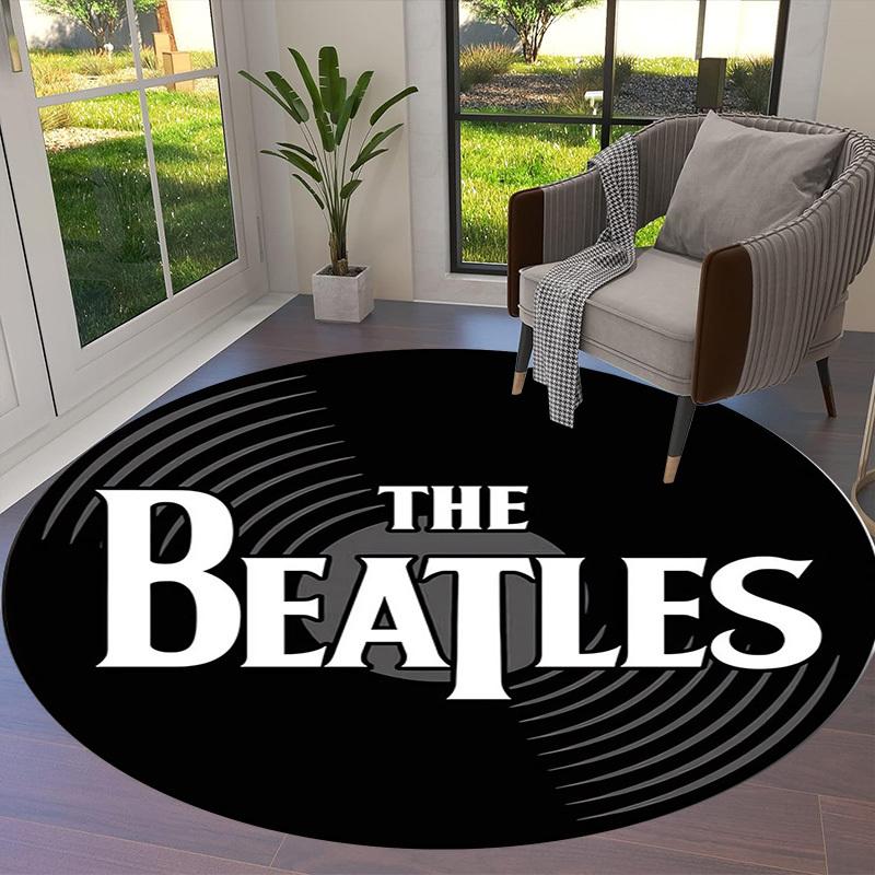 1pc The Beatles logo Round carpet, Made of Polyester,Perfect for Decorating Office Chairs, Living Rooms,Vibrant Decorative Rug