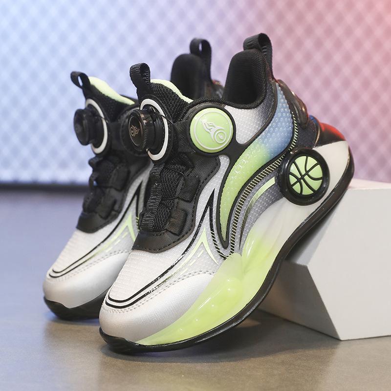 Children's Basketball Shoes Spring New Combat Wear-resistant Shock-absorbing Running Shoes Medium Older Children Breathable Non-slip Boys Sports Shoes