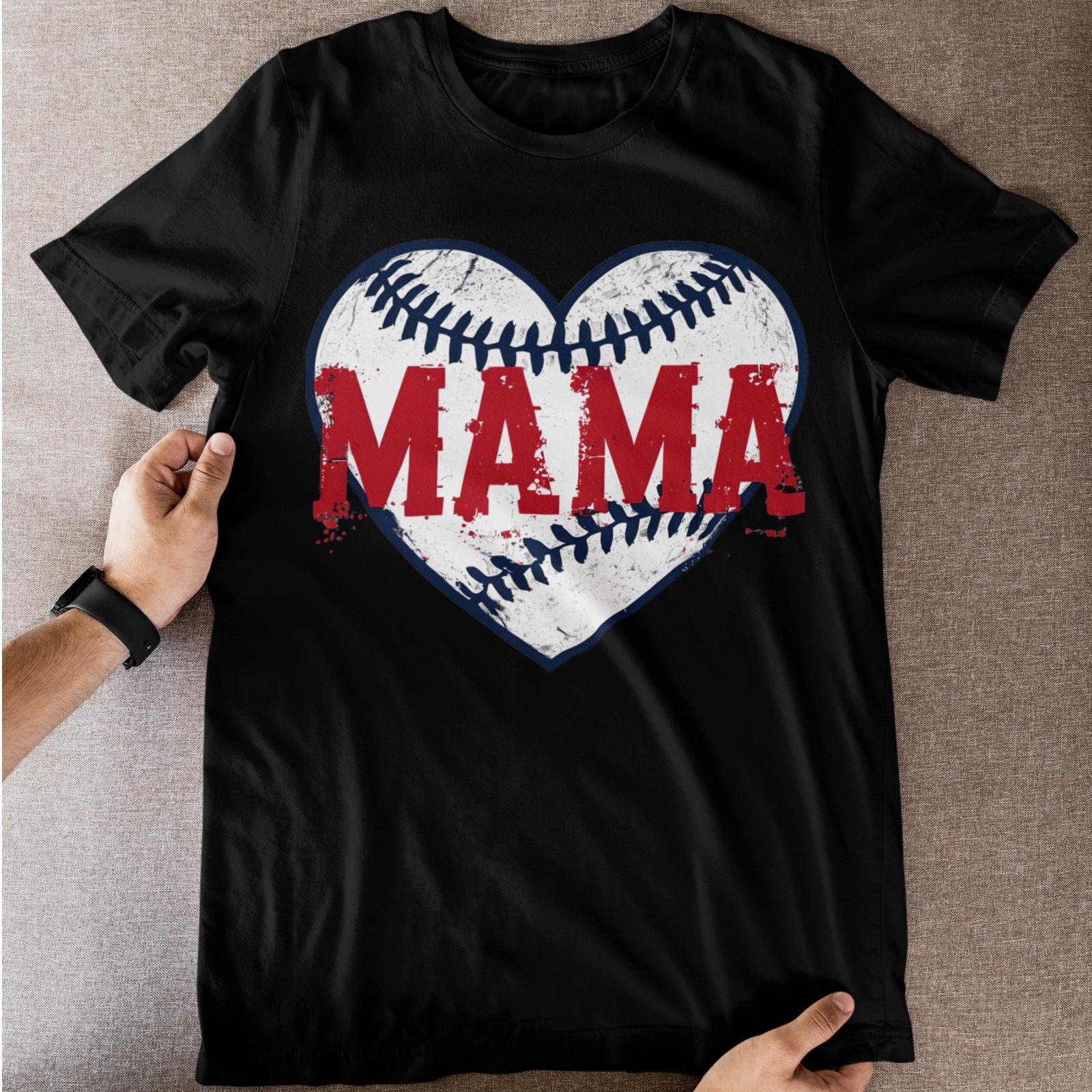 Baseball Mama Shirt Heart Baseball Graphic Tee Game Day Mom Gift L
