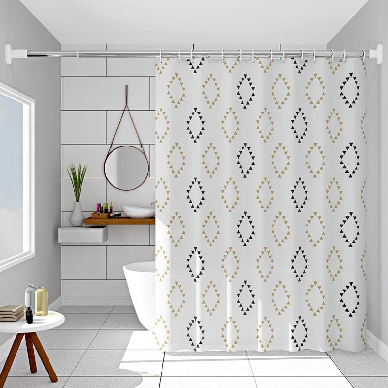 Handun No-Punch Waterproof PEVA Shower Curtain Set