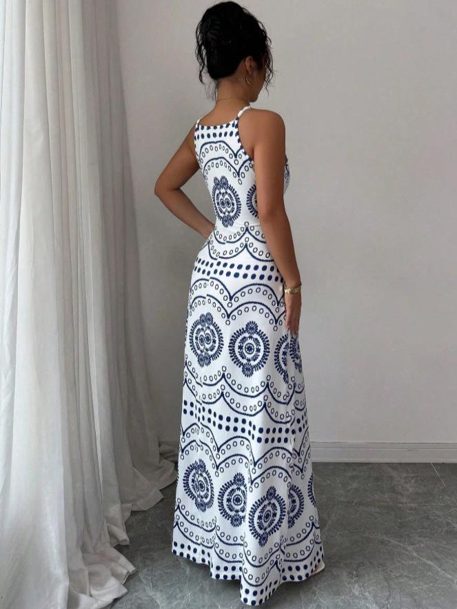 European & American Bohemian Maxi Spaghetti Strap Summer Dress