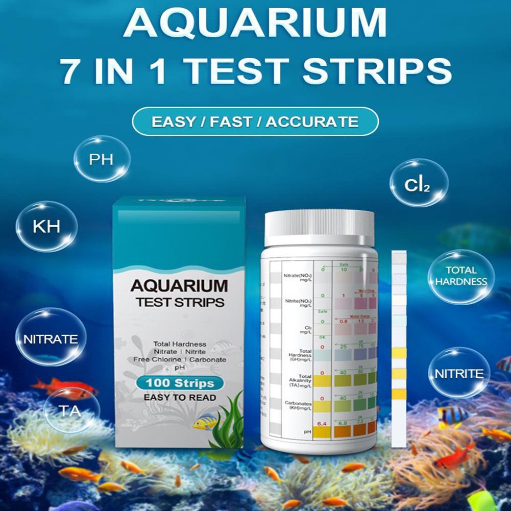 100pcs Aquarium Test Strips 7 In1 Fish Tank Pond Test Strips Freshwater